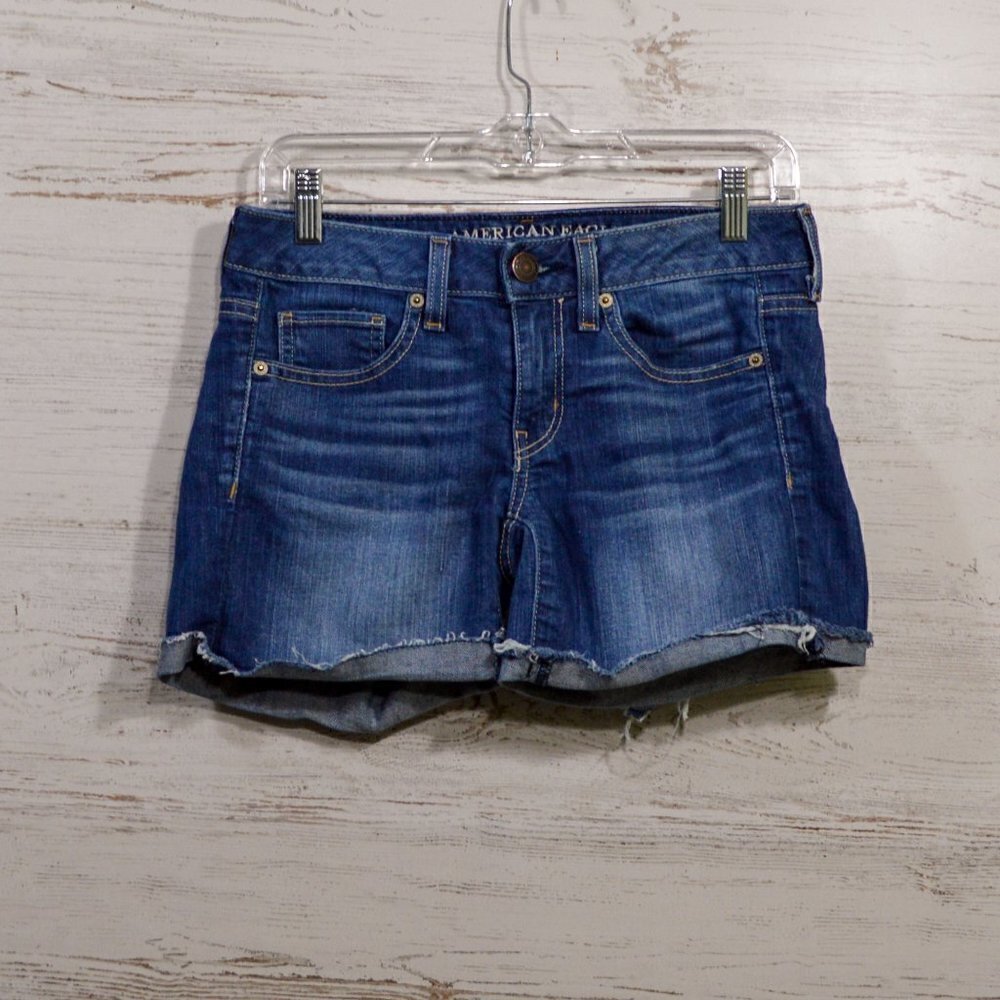 American Eagle Cuffed Denim Jean Shorts Stretch